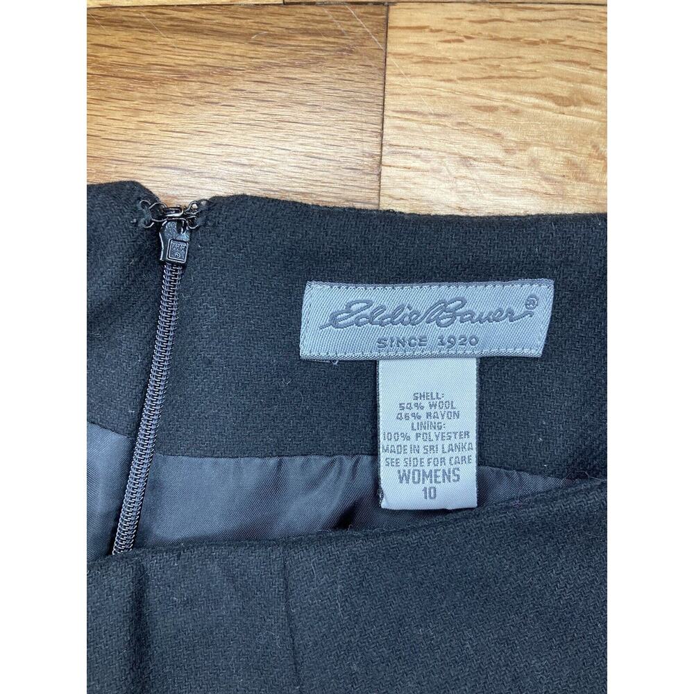 Eddie Bauer Maxi Skirt Womens Size 10 Long Lined Black Wool Blend Side Slit - Picture 6 of 7